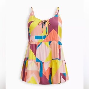 TORRID Challis Tiered Tie-Front Cami Multi Geo  Size 2X Plus Size